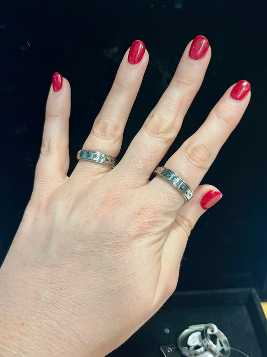Moon & Star Spinner Ring Size 7