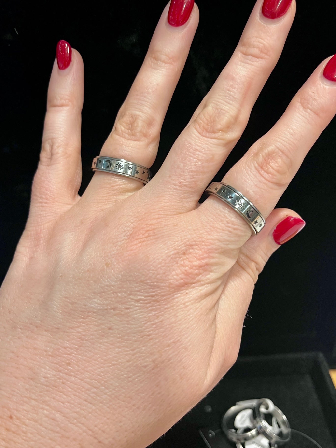 Moon & Star Spinner Ring Size 7
