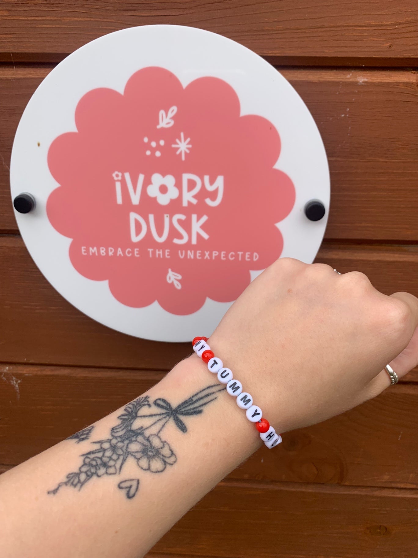 my tummy hurts letter bracelet