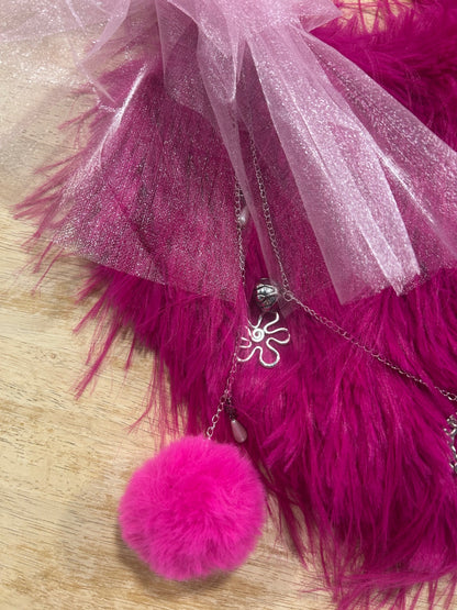 Reworked Dark Pink Fluffy Bag