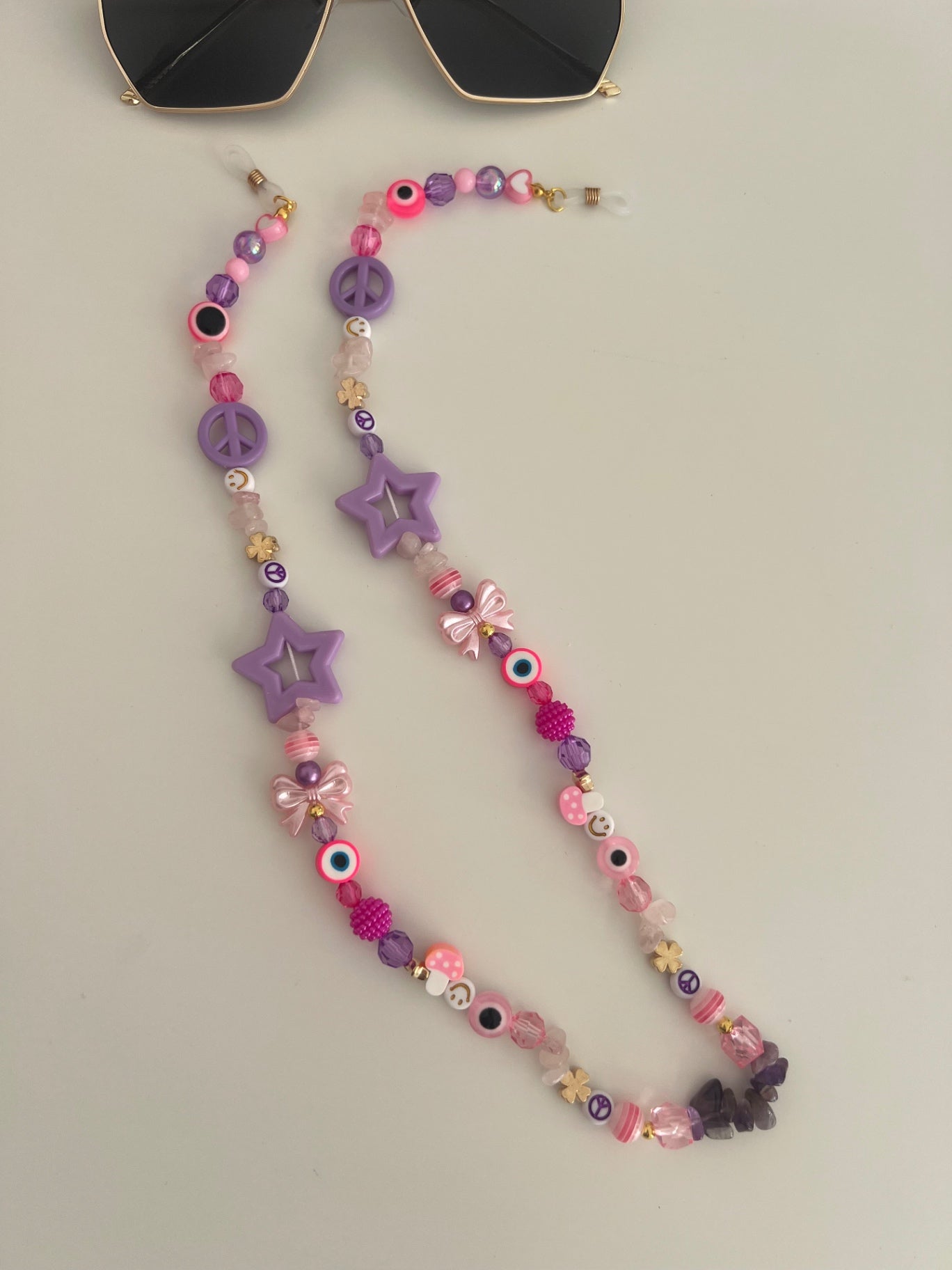 Shine bright sunglasses strap - pink/purple (gold) 