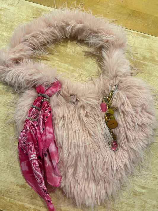 Reworked Light Pink Fur Bag