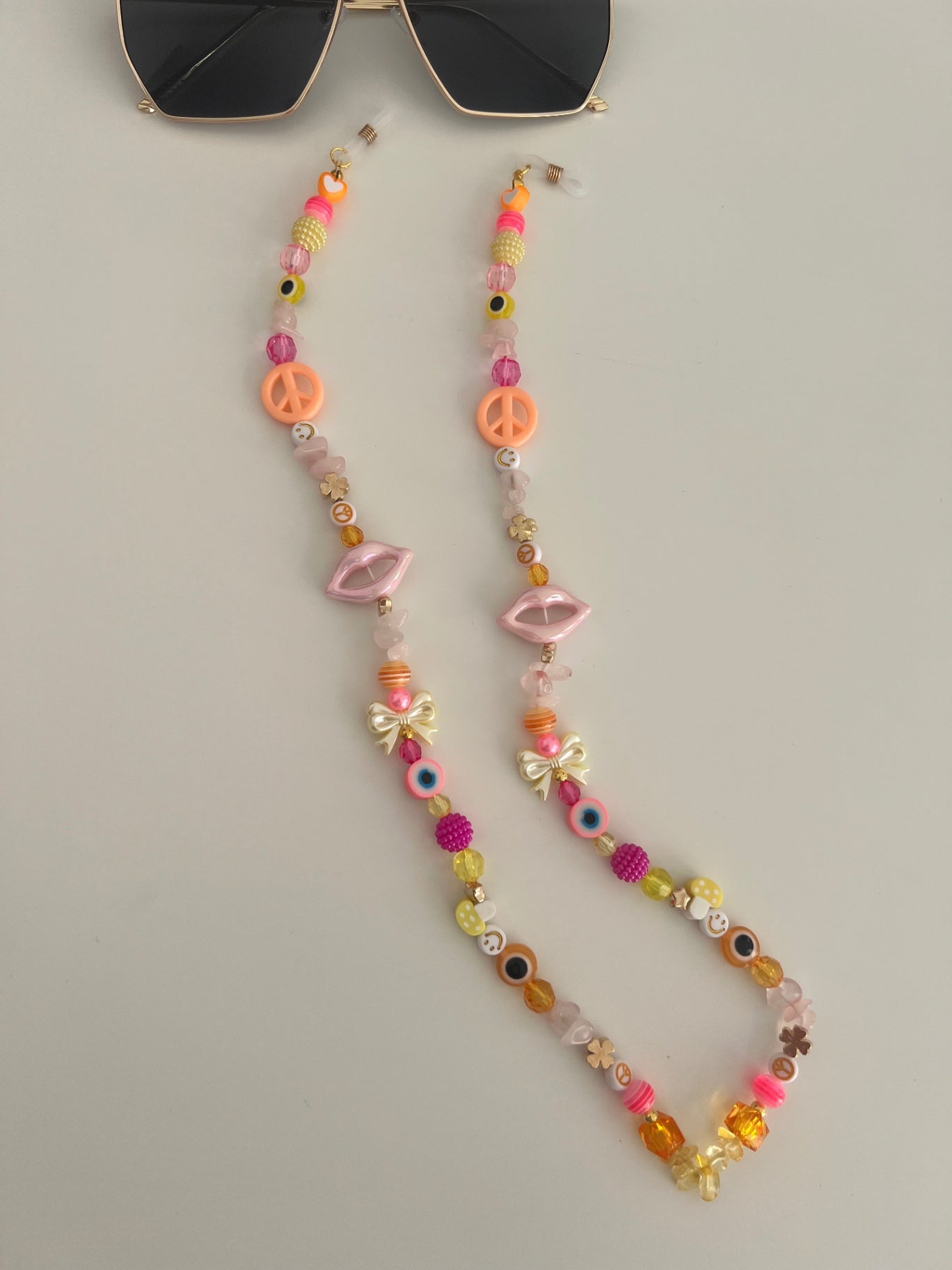 Twin flame sunglasses strap - pink/orange/yellow (gold) 