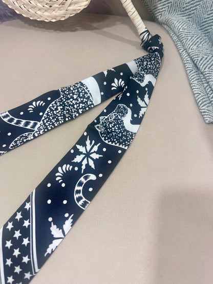 Palm Fan & Leopard Scarf Black