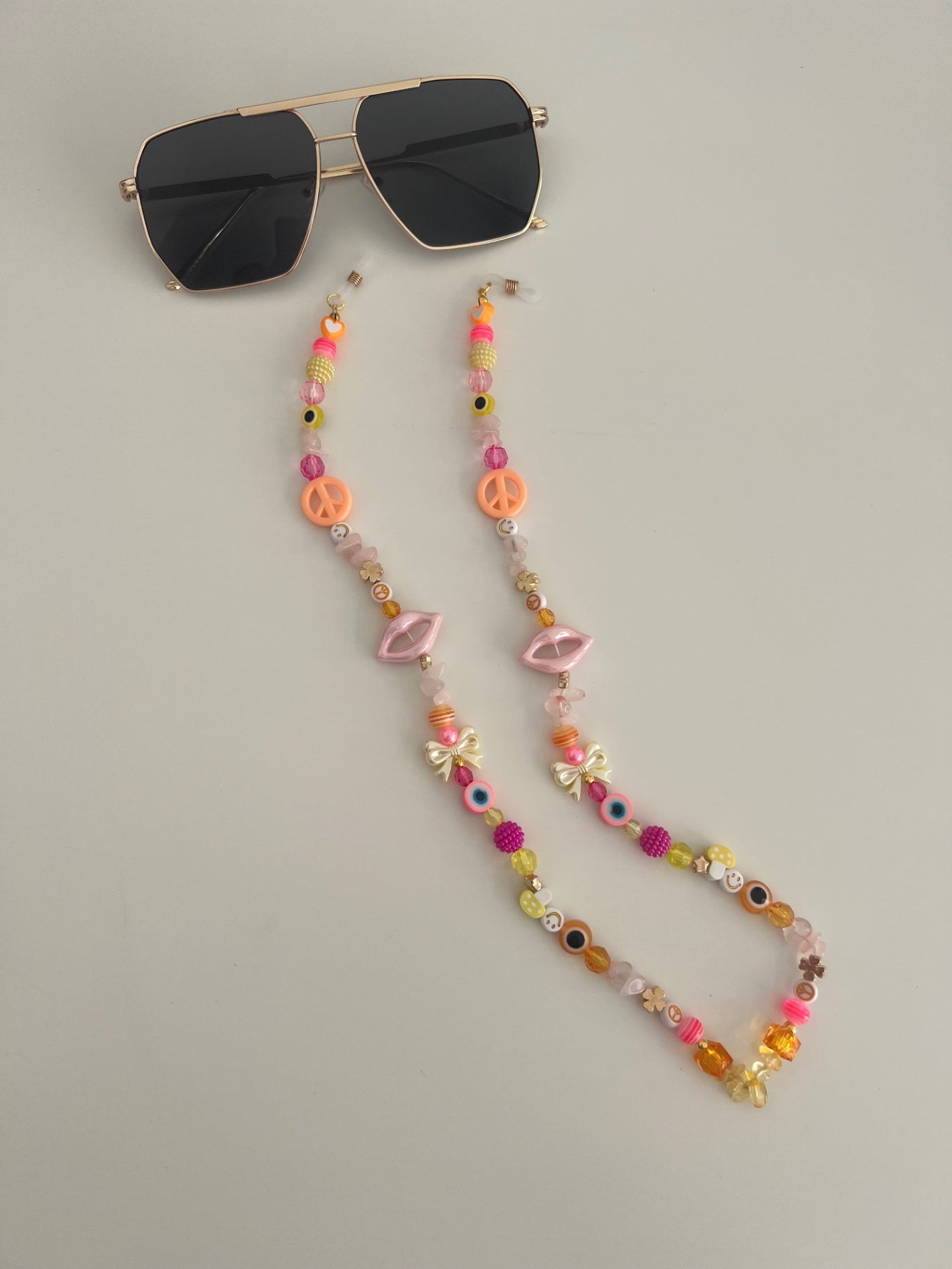 Twin flame sunglasses strap - pink/orange/yellow (gold) 