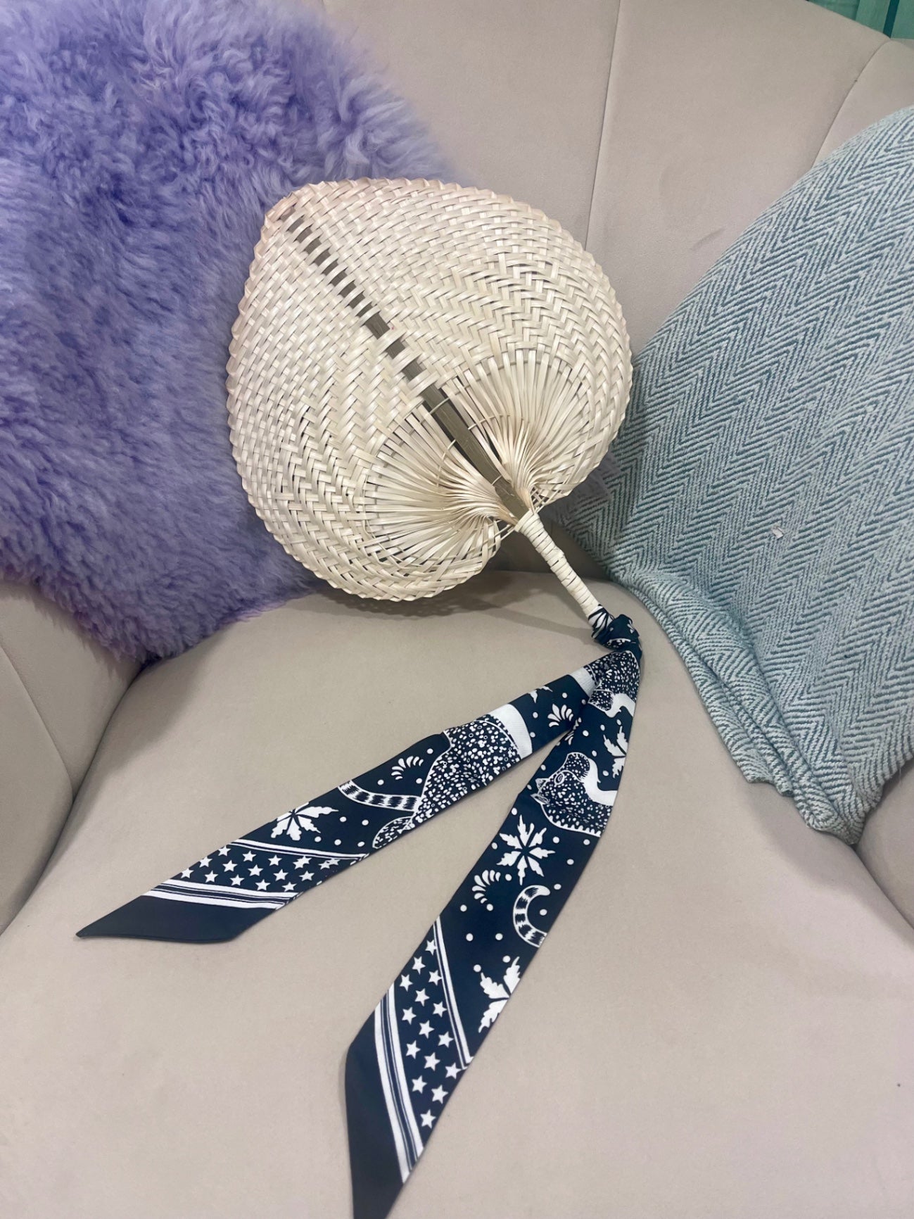 Palm Fan & Leopard Scarf Black