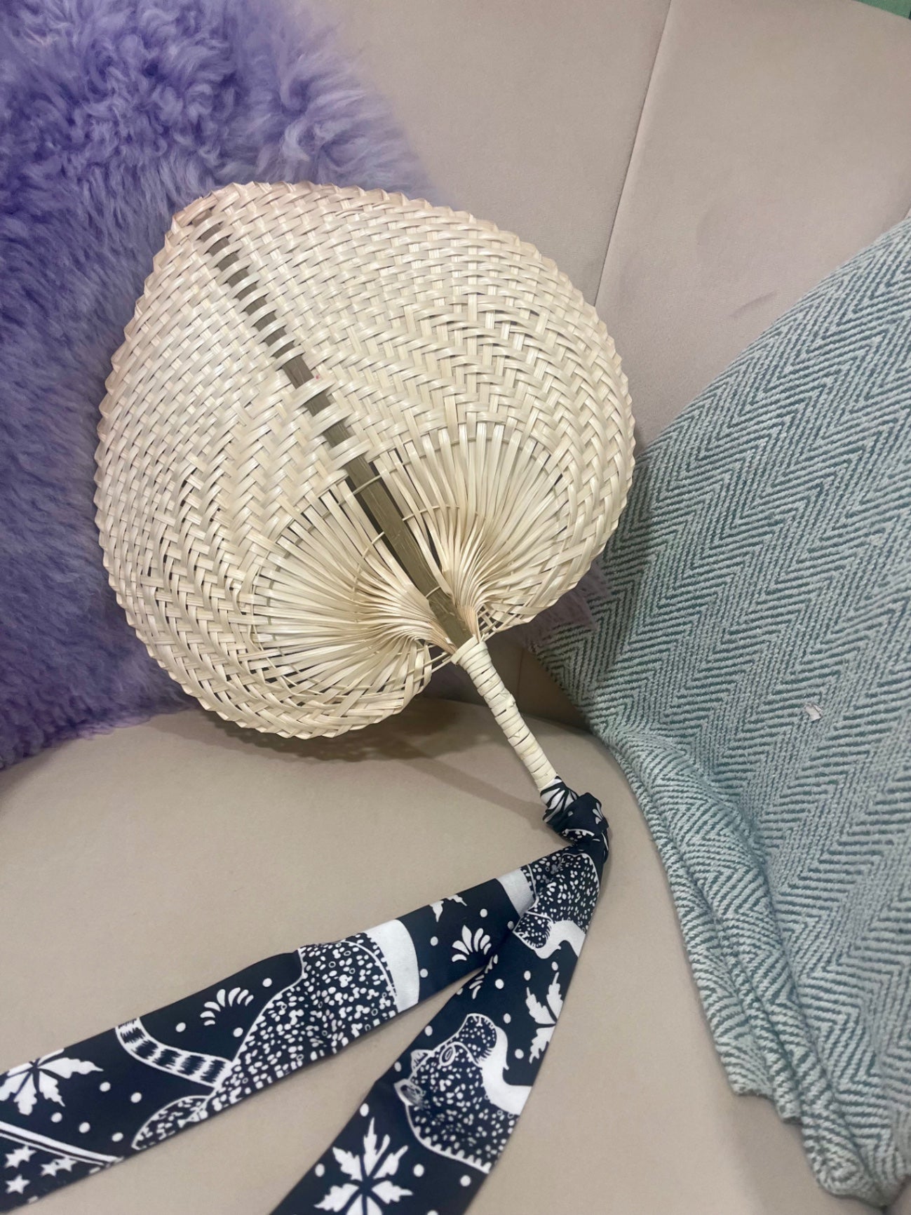 Palm Fan & Leopard Scarf Black