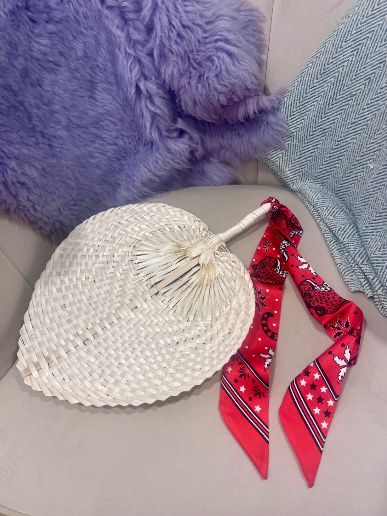 Palm Fan with Leopard Scarf Orange