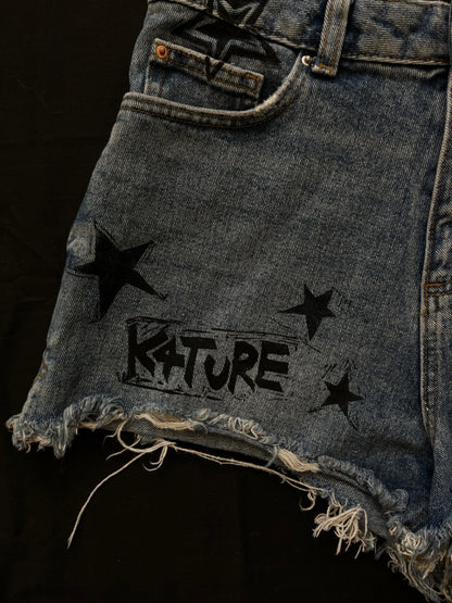 K4TURE star print denim shorts