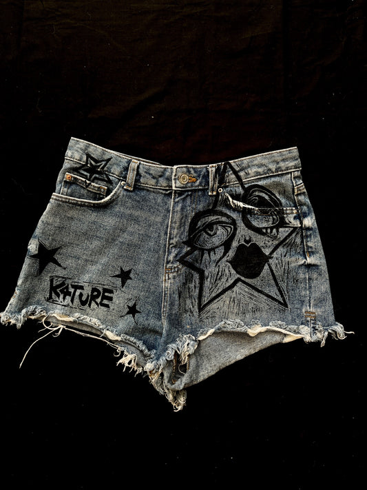 K4TURE star print denim shorts