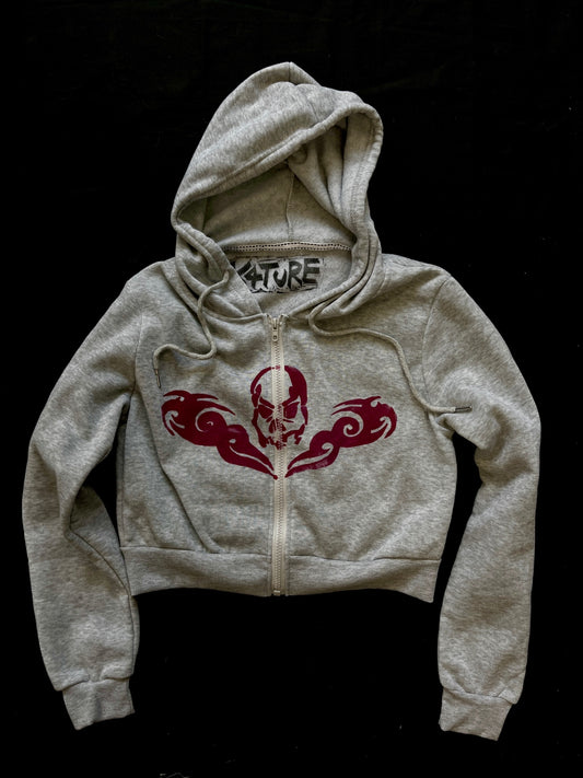 K4TURE grey tramp stamp cropped hoodie (Size XS)