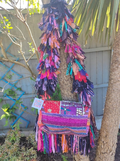 Frill sari cross body bag 