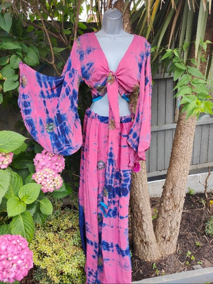Athena Stevie co ord set -pink and turquoise 