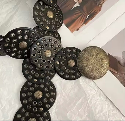 Midnight Warrior Studded Circle Belt