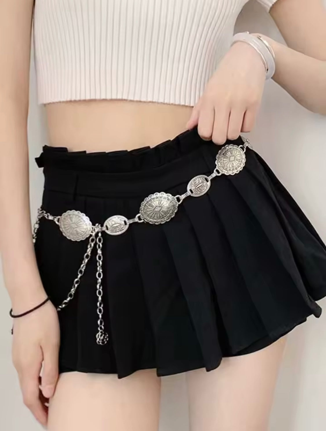 Silver Boho Concho Charm Belt