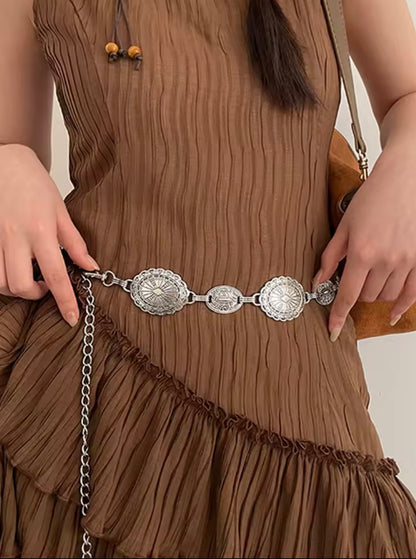 Silver Boho Concho Charm Belt