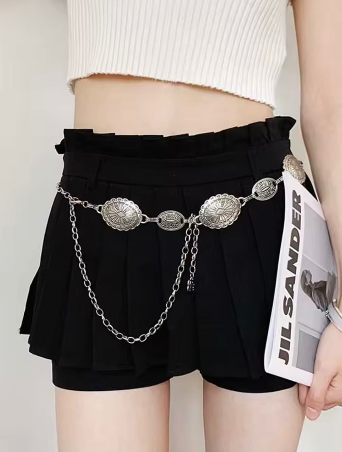 Silver Boho Concho Charm Belt