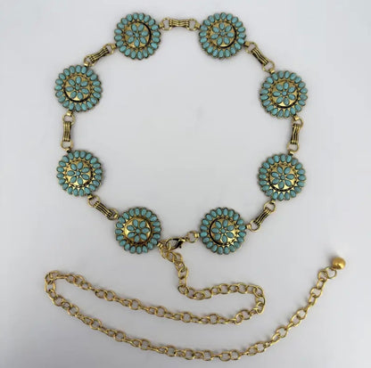 Turquoise Daisy Chain Charm Belt