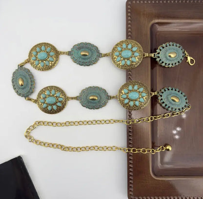 Desert Bloom Turquoise Medallion Belt