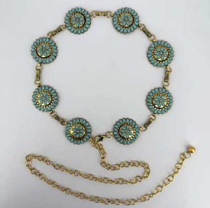 Turquoise Daisy Chain Charm Belt