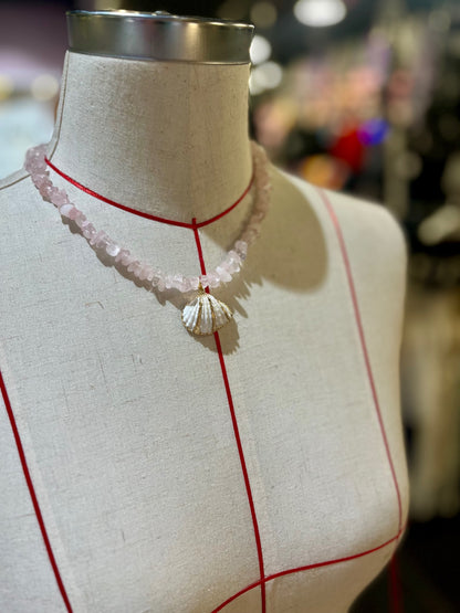 🌸 Ocean Heart Rose Quartz Necklace 🐚