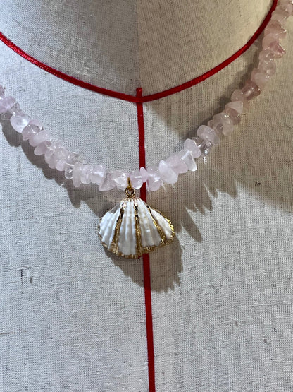 🌸 Ocean Heart Rose Quartz Necklace 🐚