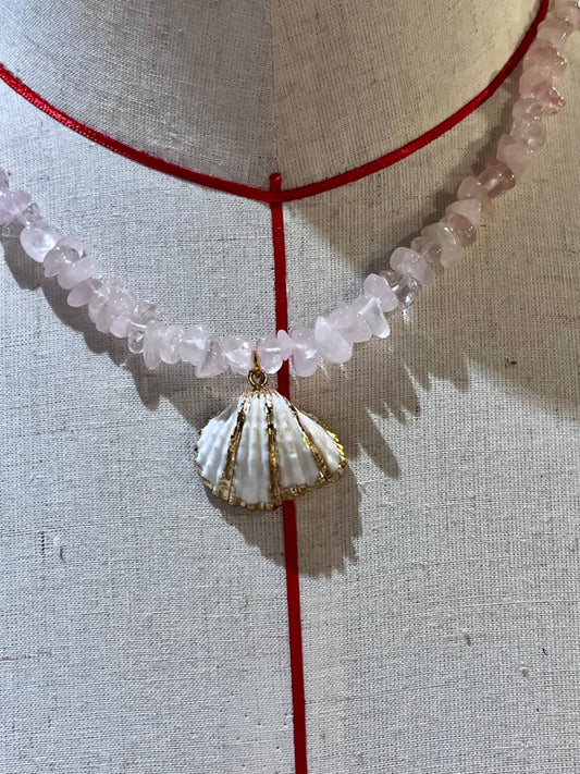 🌸 Ocean Heart Rose Quartz Necklace 🐚