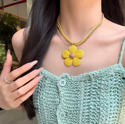 Sunblossom Cord Necklace – Yellow Bloom Pendant