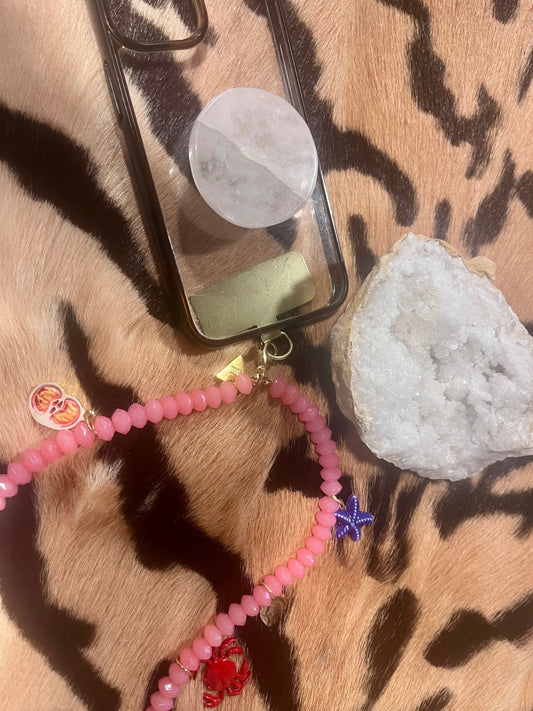 Coral Crush Beaded Phone Lanyard – Ocean Charm Edition