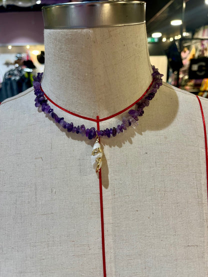 🔮 Mystic Tide Amethyst Necklace 🐚