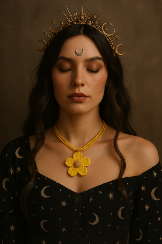 Sunblossom Cord Necklace – Yellow Bloom Pendant