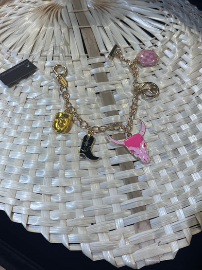 Wild Spirit Western Charm Bracelet – Gold T-Bar