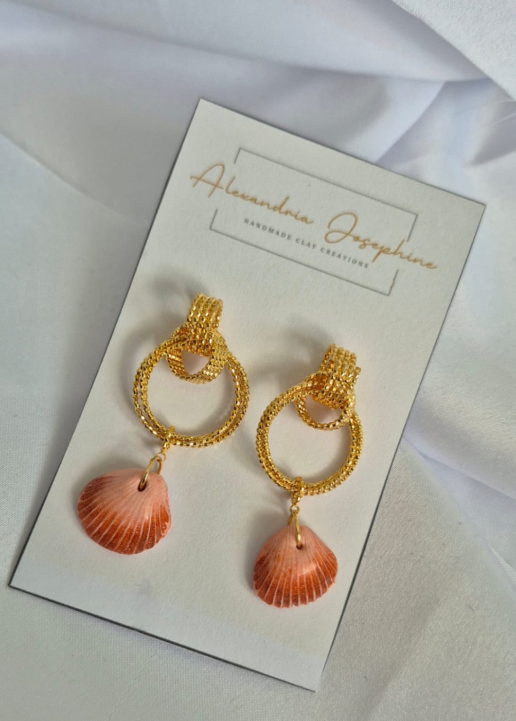 Gold Plated Sparkle Hoop Seashell Earrings