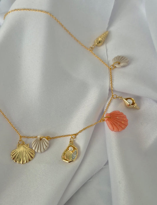 Coral 7-Charm Necklace