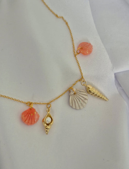 Coral 5-Charm necklace