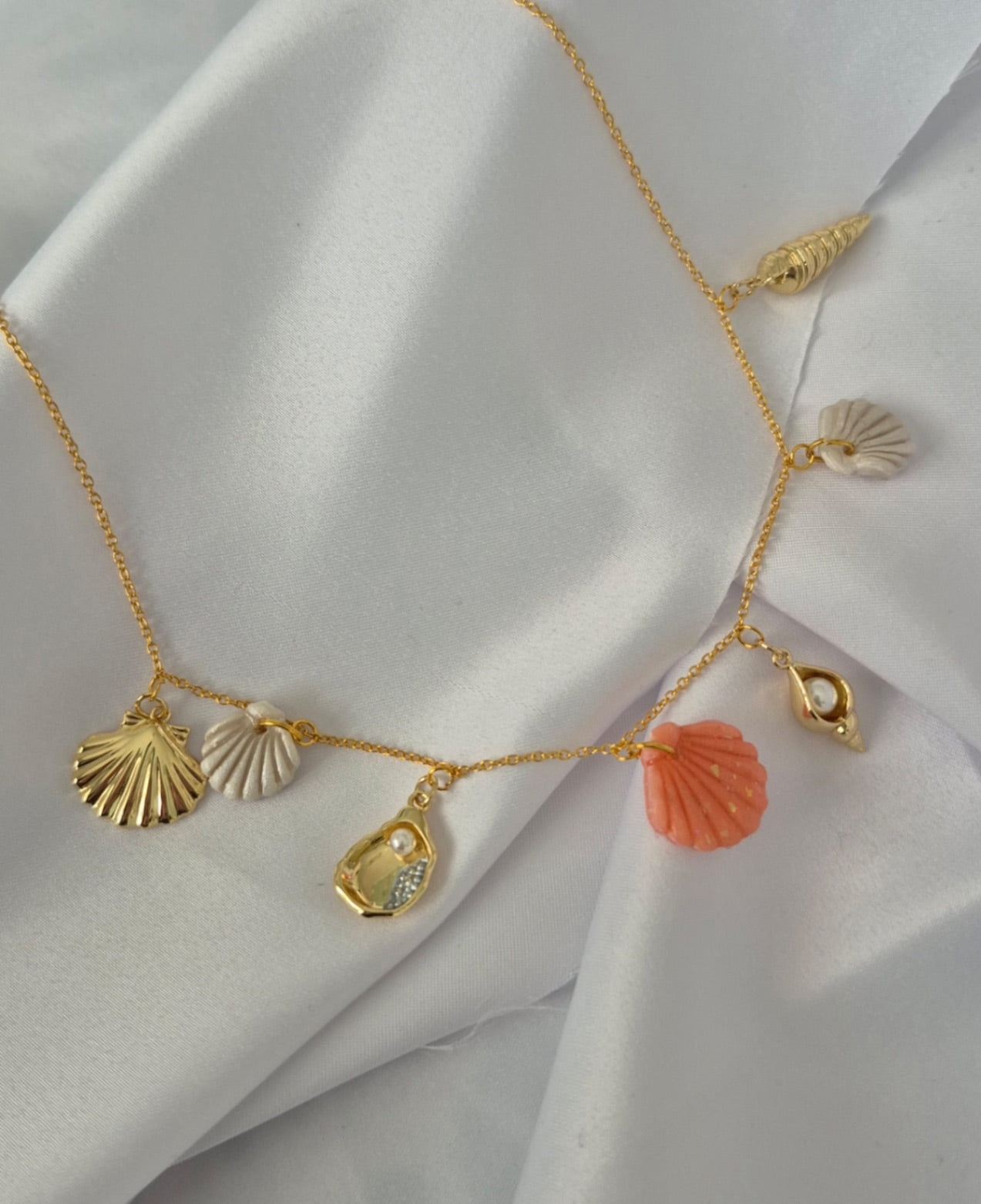 Coral 7-Charm Necklace