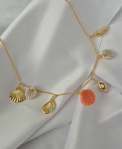 Coral 7-Charm Necklace