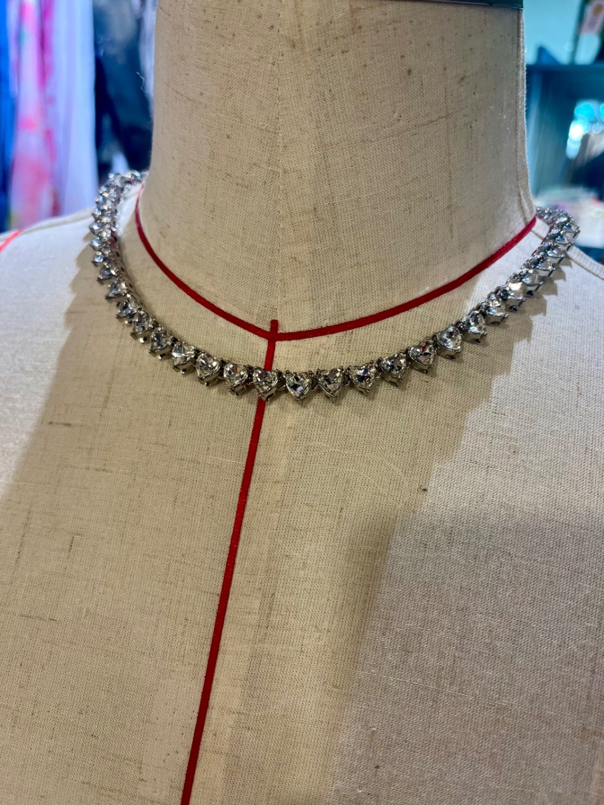 Moonlit Heart Tide Choker – Stainless Steel & Zirconia Crystal