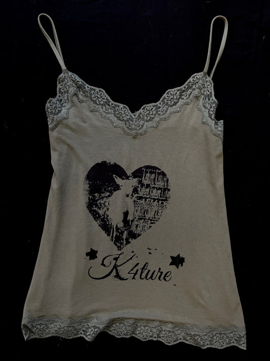 K4TURE dark green lace cami with deer (Size 12)