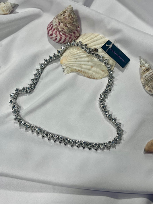 Moonlit Heart Tide Choker – Stainless Steel & Zirconia Crystal