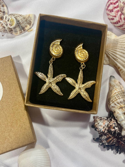 Celestial Starfish Drop Earrings – Talisman of Sea & Self