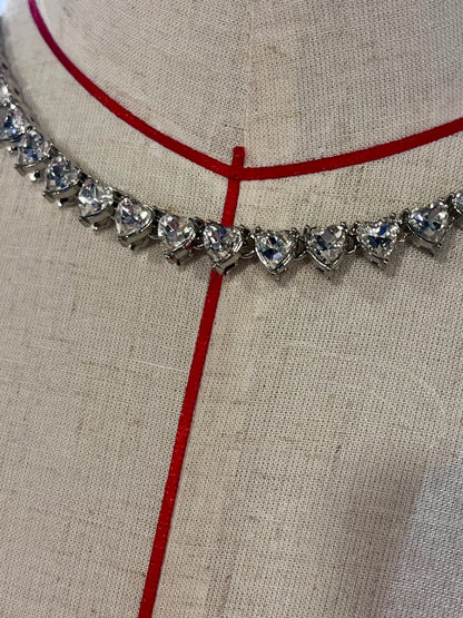 Moonlit Heart Tide Choker – Stainless Steel & Zirconia Crystal