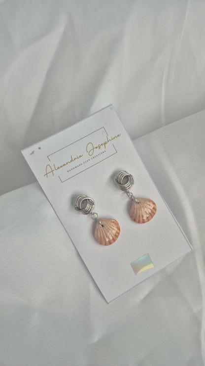 Seashell and Cubic Zirconia Silver Earrings