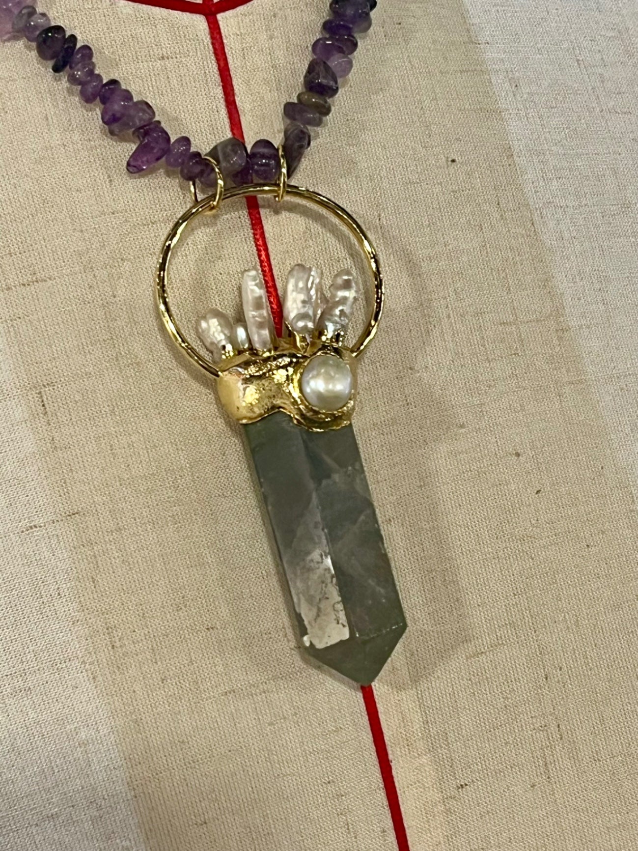 Ocean Priestess Necklace – Bali Edition | Fluorite, Pearl & Coral Talisman