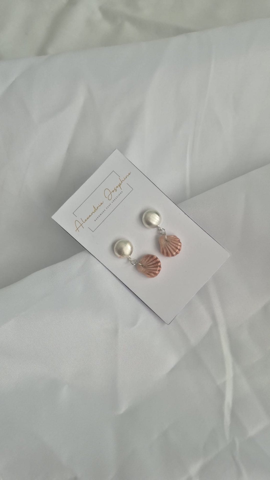 Silver Brushed metal Seashell earrings