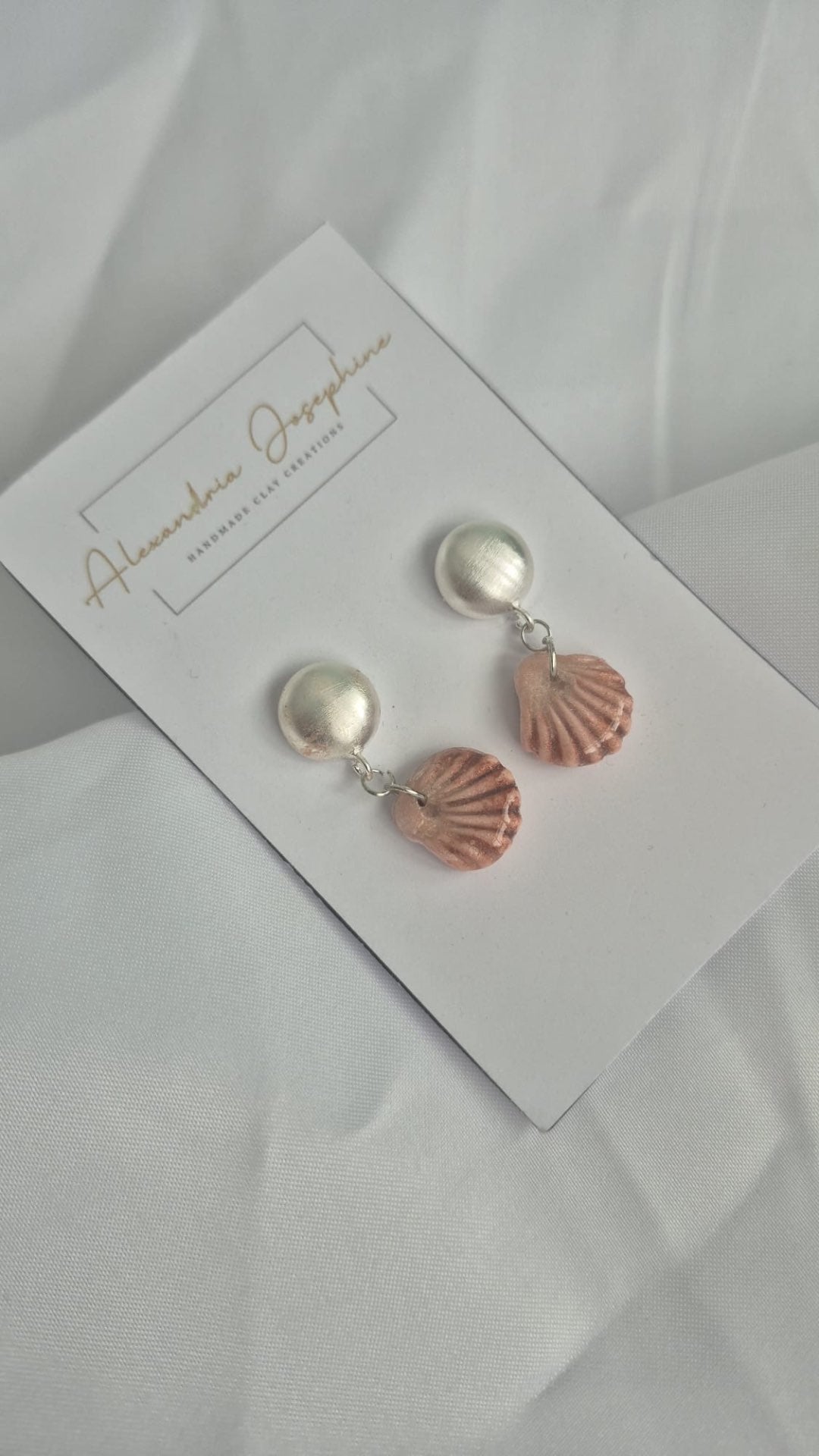 Silver Brushed metal Seashell earrings