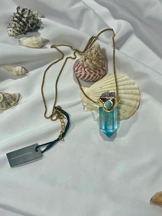 Celestial Vision Amulet – Bali Edition | Aura Quartz & Amethyst Necklace