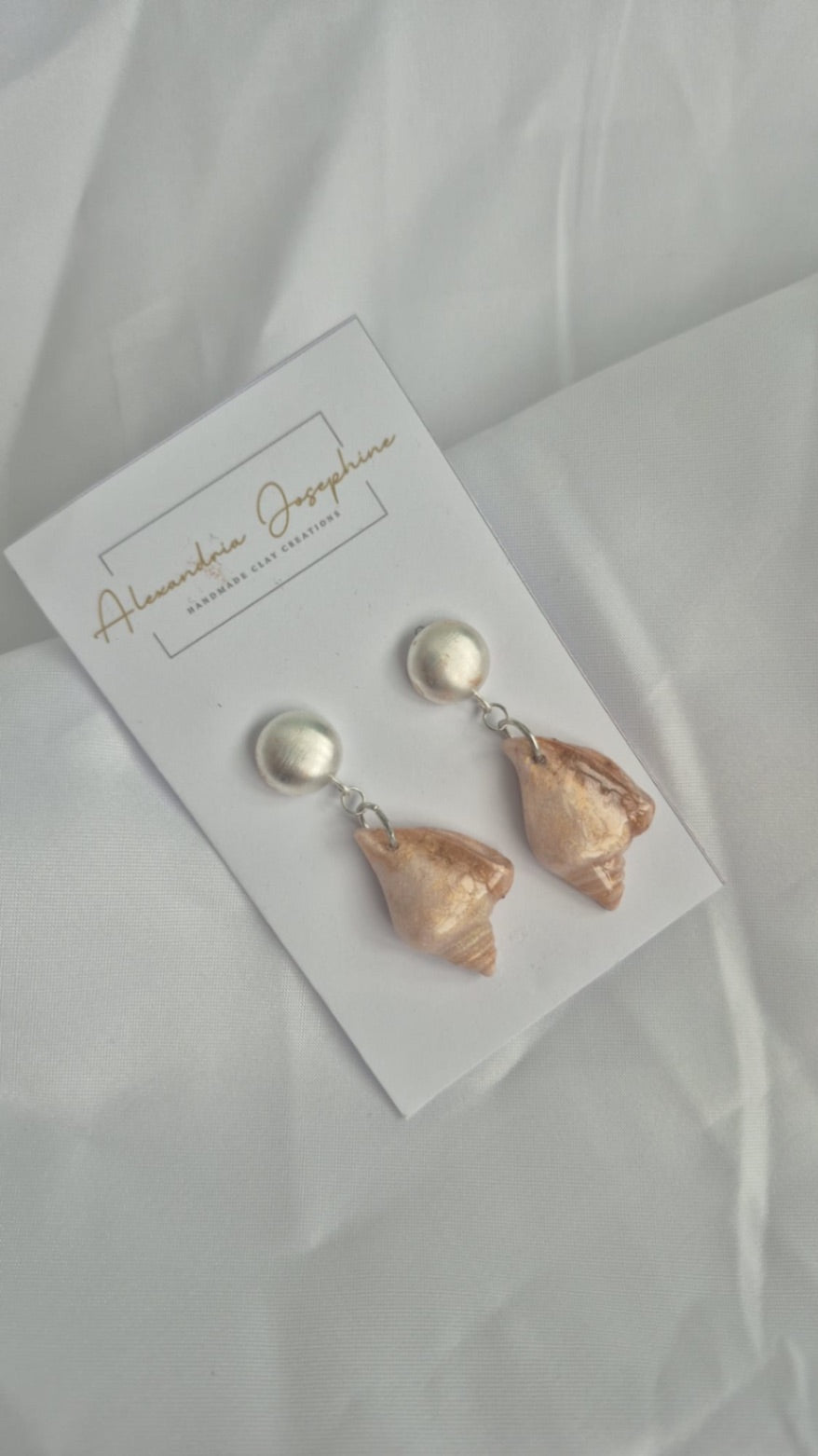 Brushed Metal Silver Seashell Earrings