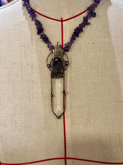Temple Guardian Necklace – Bali Edition | Amethyst & Glass Talisman