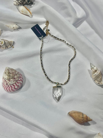 Clarity Amulet – Stainless Steel & Zirconia Clear Quartz Point Necklace
